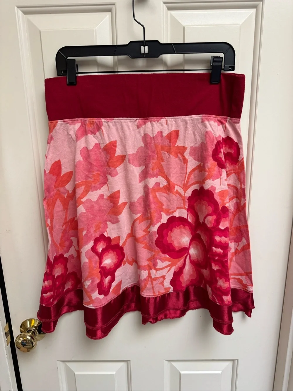 Desigual Pink Red Floral Tiered Skirt